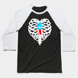 Puerto Rican Flag Heart X-Ray Baseball T-Shirt